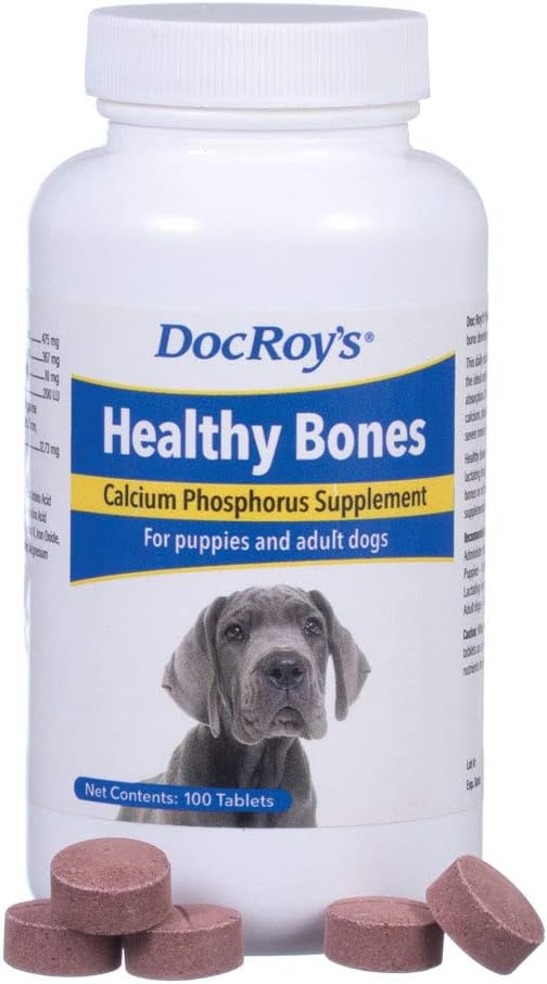 Revival Animal Health Doc Roy's Healthy Bones- Calcium Phosphorus Supplement- for Dogs & Puppies- 100ct Tablets