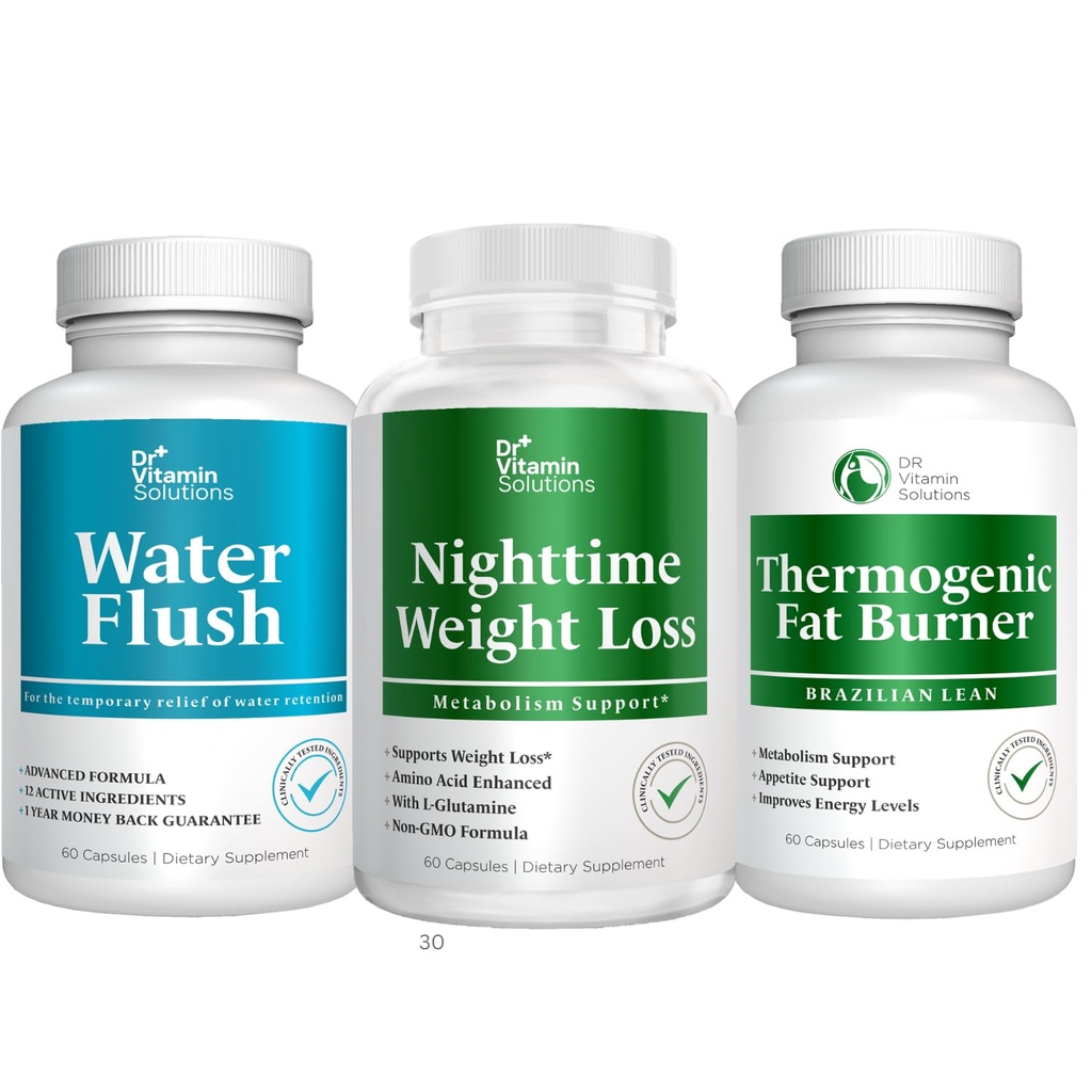 DR VITAMIN SOLUTIONS Nighttime Fat Burner, Thermogenic Weight Loss and Diuretic Water Pills - Metabolism and Water Retention Pills for Women and Men 180 caps