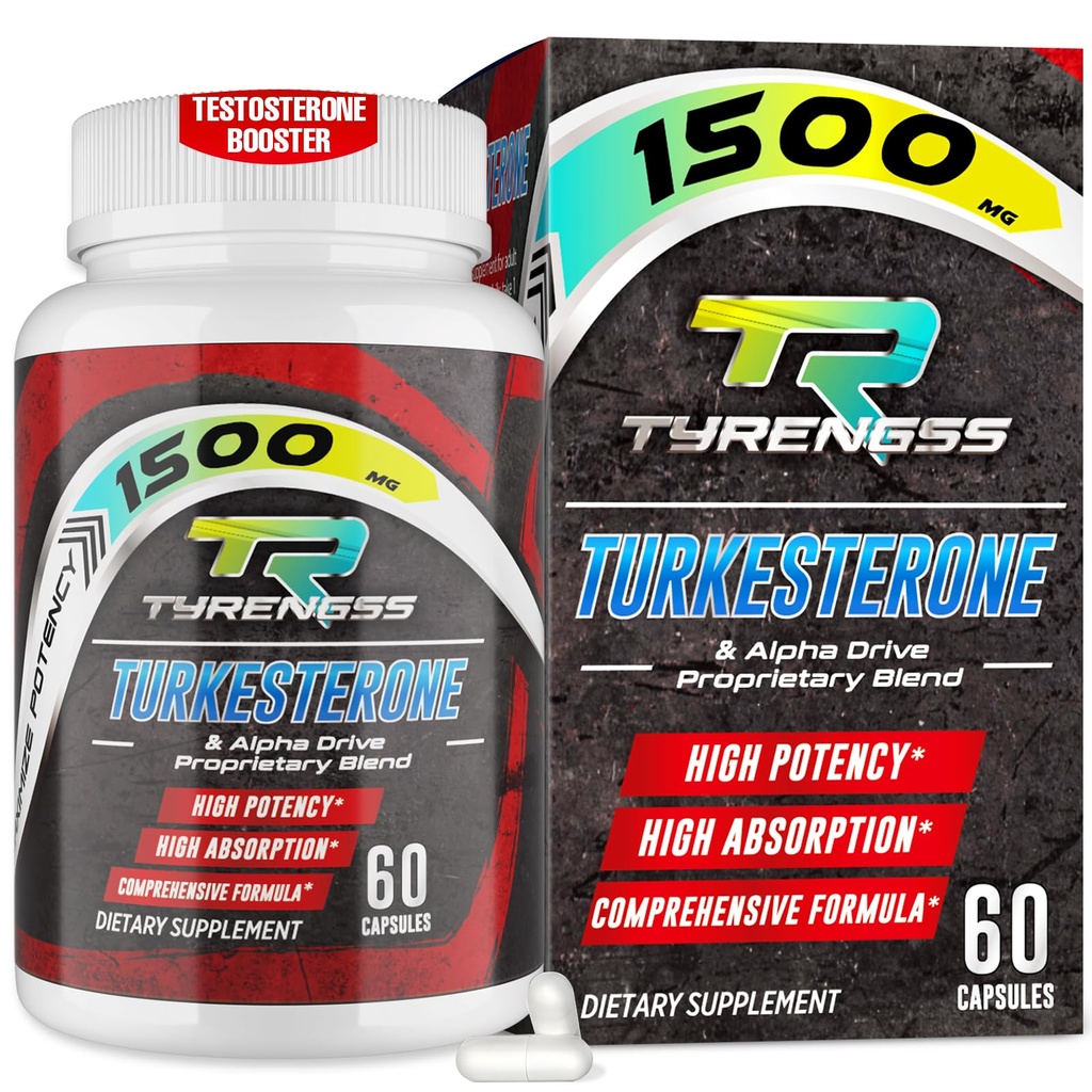 Testosterone Supplement for Men - Testosterone Booster for Men, 4X Strength Male Enhancing Supplement with Turkesterone, Zinc, Ashwagandha, Maca Root for Workout, Muscle Builder, Energy - 60 Capsules