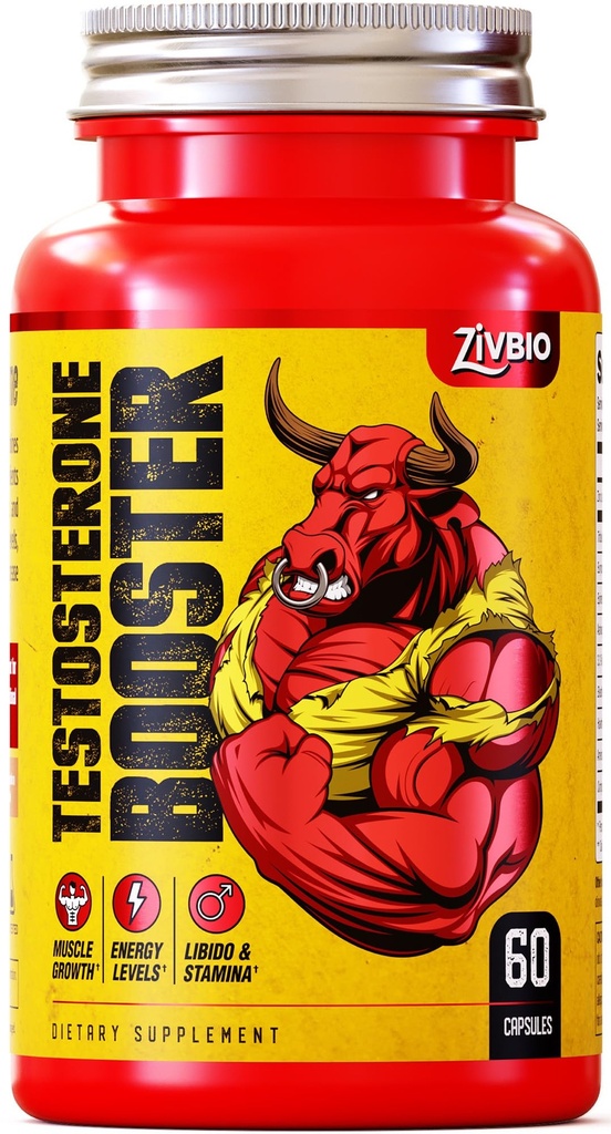 Testosterone Booster for Men - Male Enhancing Supplement for Muscle Growth, Energy, Strength & Recovery - Ashwagandha, Tongkat Ali, DIM, Zinc, Tribulus - Helps Improve Fast Acting Blood Flow - 60ct
