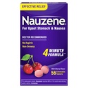 Nauzene Non-Drowsy Upset Stomach & Nausea Relief Chewable Tablets | 4-Minute Formula | Doctor Recommended | Wild Cherry Flavor | 56 Count