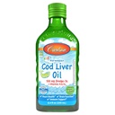 Carlson - Kid's Cod Liver Oil, 550 mg Omega-3s, Plus Vitamins A and D3, Wild Caught Norwegian Arctic Cod, Sustainably Sourced Nordic Liquid Fish Oil, Green Apple, 250 mL (8.4 Fl Oz)