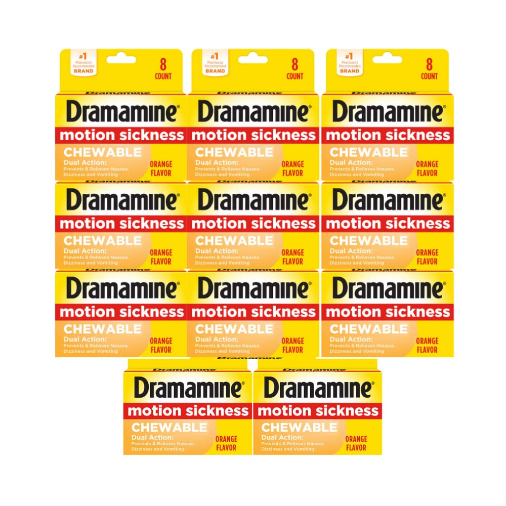Dramamine Chewable Motion Sickness Relief, 8 Tablets Each (Pack of 11)