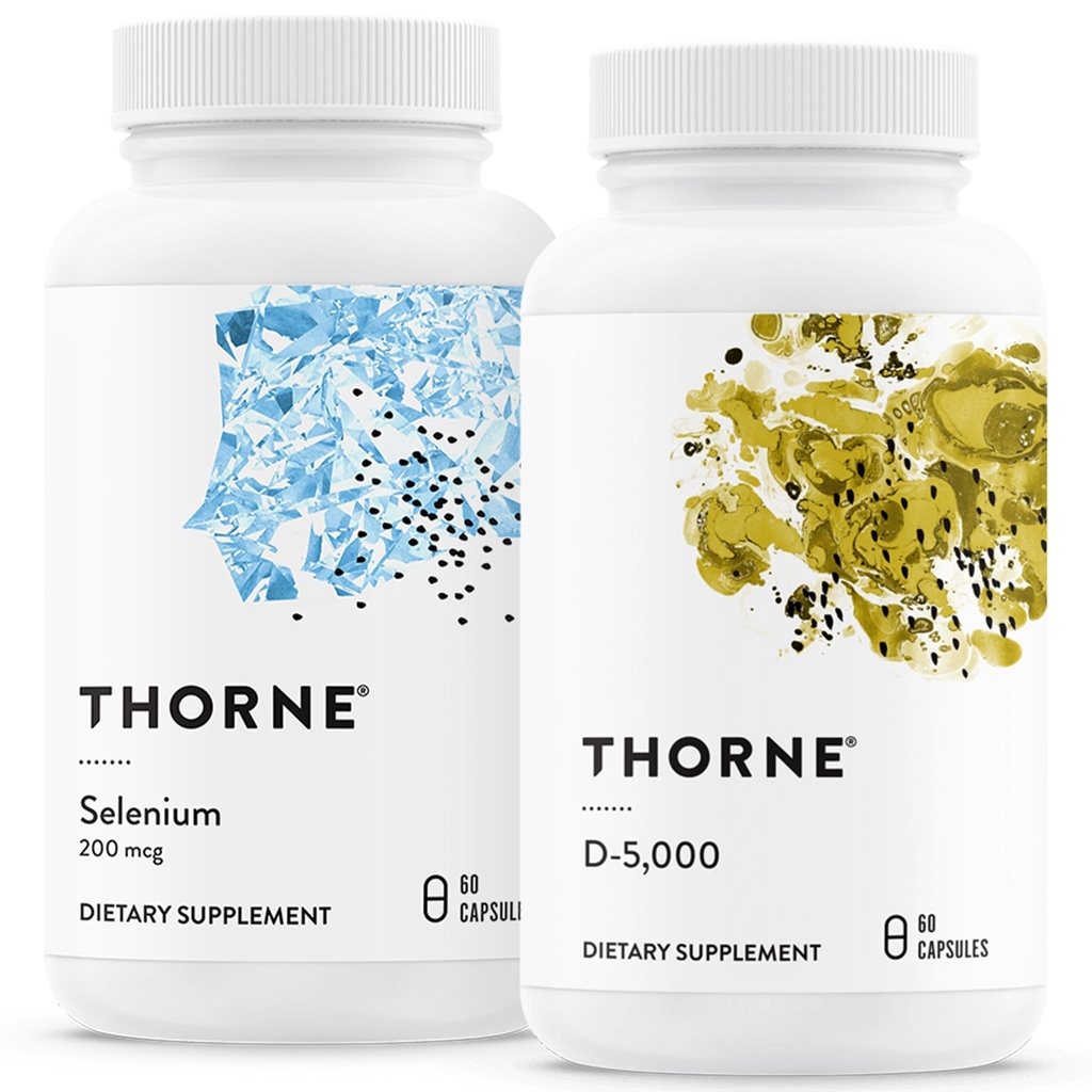 THORNE - Antioxidant & Wellness Bundle - Selenium & Vitamin D-5000 - Supports Thyroid Health & Immune Function - 60 Servings