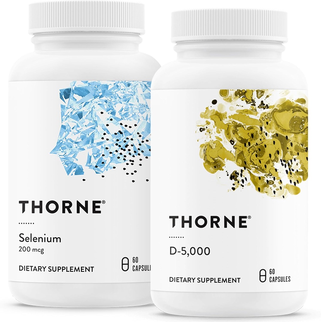 THORNE - Antioxidante & Wellness Bundle - Selenium & Vitamin D-5000 - Apoia a saúde tiroides ea función inmune - 60 servizos