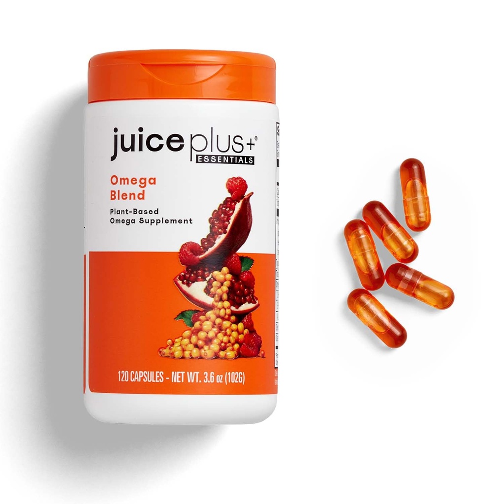 Juice Plus+ Omega Blend Capsules - Plant-Based Omega-3, 5, 6, 7, & 9 Sourced from Algae & Seeds - DHA & EPA Formula Supports Brain, Vision & Heart Health - Fish Oil Alternative - 60 Vegan Servings