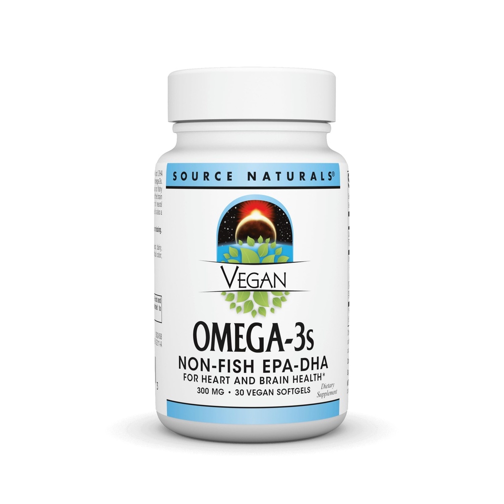 Source Naturals Vegan Omega-3s, Non-Fish EPA-DHA, for Heart and Brain Health Support* 300 mg - 30 Softgels