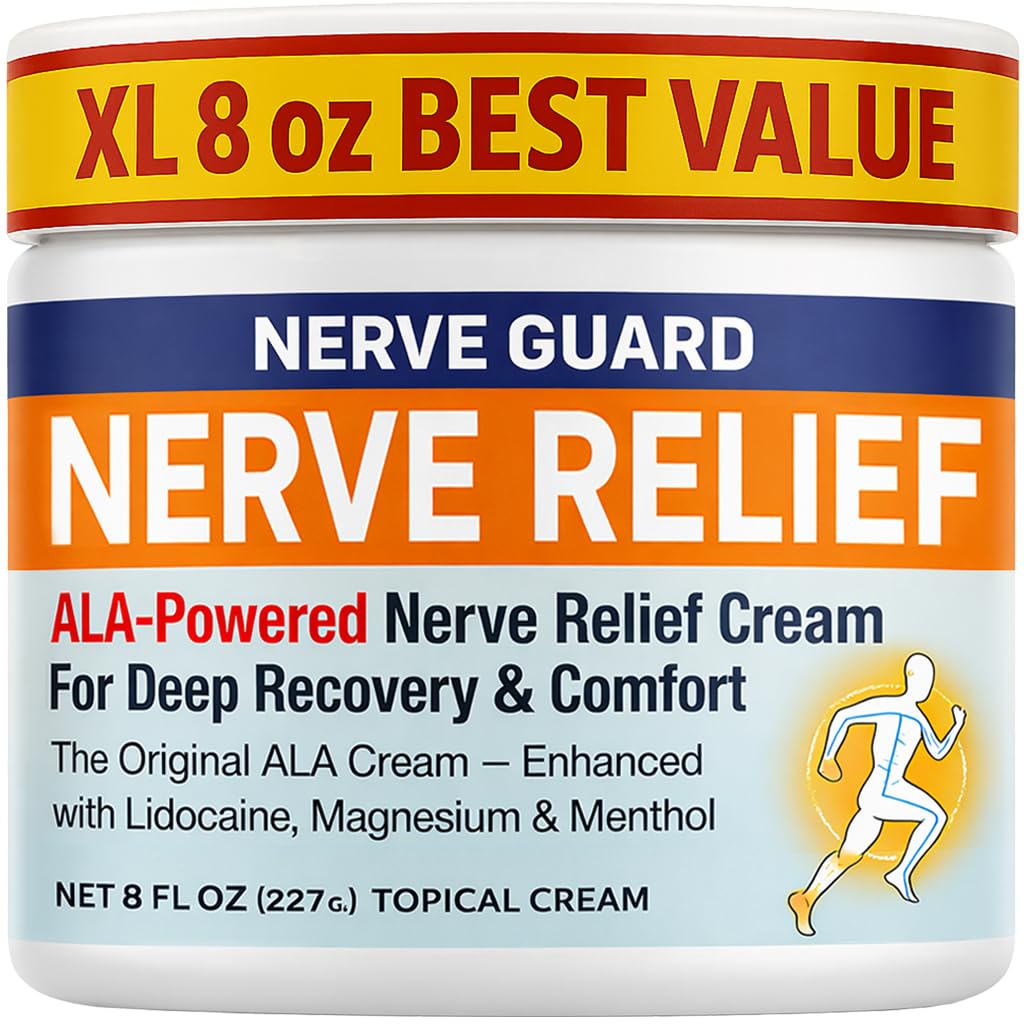 Neuropathy Nerve Relief Cream – Extra Large 8 oz – Maximum Strength for Feet Hands Legs Toes Back – Natural Ingredients Arnica Aloe Vera MSM Vitamins – Fast-Acting Soothing Relief – Super Value 8 oz
