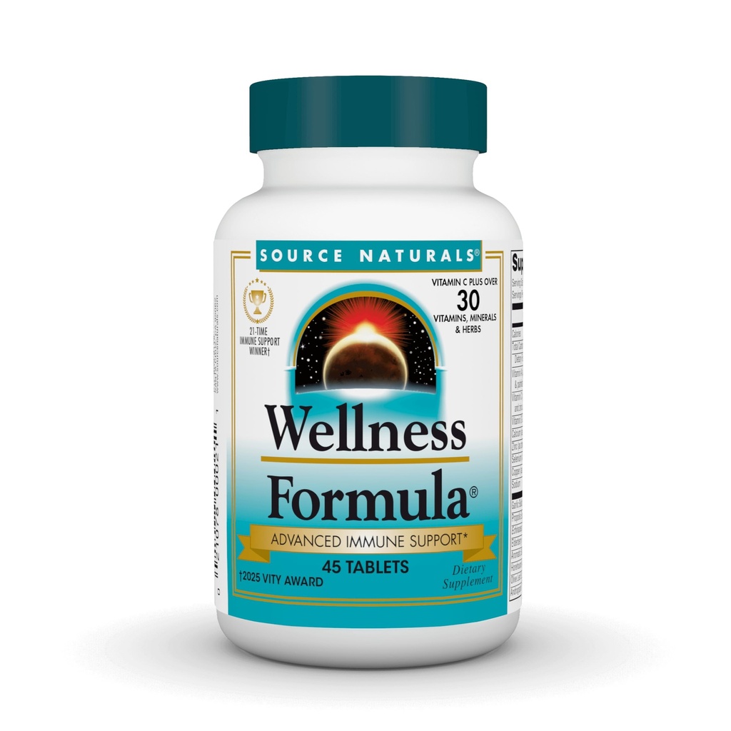 Source Naturals Wellness Formula, Advanced Immune Support - 45 Tablets | Bio-Aligned Vitamins & Herbal Defense with Vitamin C Plus 30 other Vitamins, Minerals & Herbs for Immune System Support
