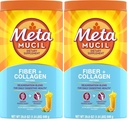 Metamucil Daily Fiber + Collagen,Psyllium Husk Powder,Plant Based Fiber Supplement,Sugar-Free with Stevia,3-in-1-Fiber Supplement for Digestive Health,Orange Flavored,90 Doses,(Pack of 2)