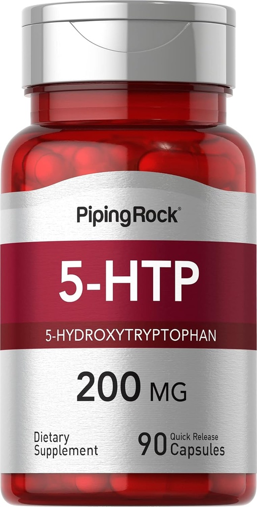 Piping Rock 5-HTP תוסף | 200 מ"ג | 90 קפסולות | 5Hydroxytryptophan | Griffonia Simplicifolia