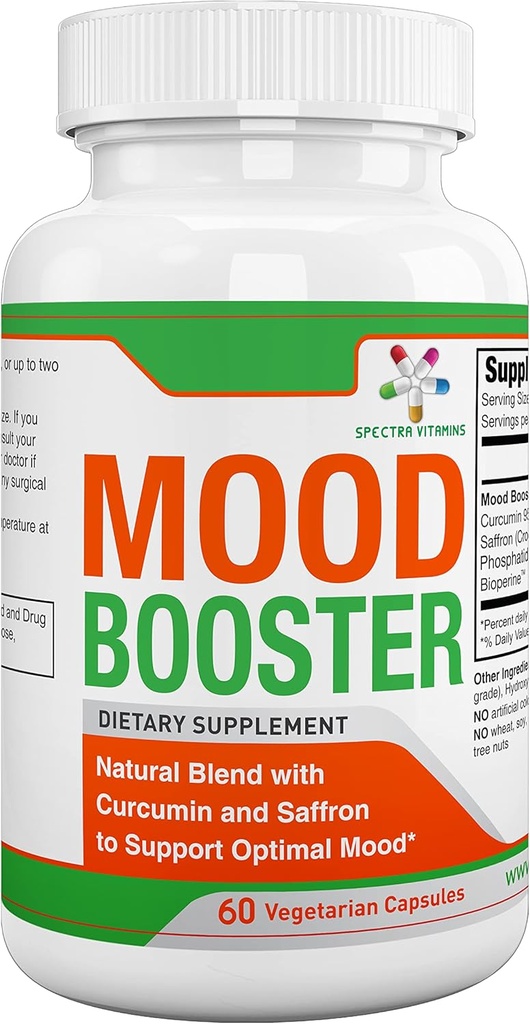 Spectra Vitaminer - Mood Booster 60 Caps - Mood Enhancer Capsules stöder optimalt humör, stressavlastning, fokus, för män / kvinnor