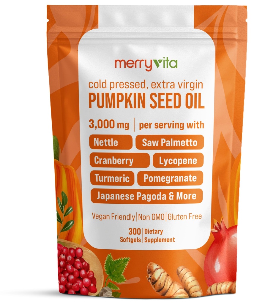 Pumpkin Seed Oil with Saw Palmetto, Turmeric, Nettle & More | 3000mg Per Serving, 300 Softgels | Cold Pressed, Extra Virgin | Prostate Health Supplements for Men | Non-GMO