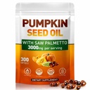Pumpkin Seed Oil with Saw Palmetto, Cold-Pressed, 300 Softgels, Hair Growth, Radiant Skin, Urinary & Prostate | Rich in Fatty Acids & Phytosterols | Pure & Natural, Non-GMO
