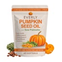 Everly Pumpkin Seed Oil with Saw Palmetto, Cold Pressed, Pure Virgin Oil, Rich in Essential Fatty Acids, Cold Pressed Pumpkin Seed Oil Capsules, Non-GMO, 60 SOFTGELS (1PCS)