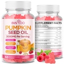 Pumpkin Seed Oil Gummies with Saw Palmetto, Organic Pumpkin Seed Oil Supplement, High-Purity Extract for Hair Growth, Skin Health, & Immune Support, Raspberry Flavor, 60 Count
