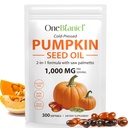 NIFEISHI Pumpkin Seed Oil Capsules, (300 Softgel) Pumpkin Seed Oil with Saw Palmetto, Cold Pressed, Rich in Fatty Acids, Supports Hair Growth, Urinary, Bladder & Prostate Health | Non-GMO