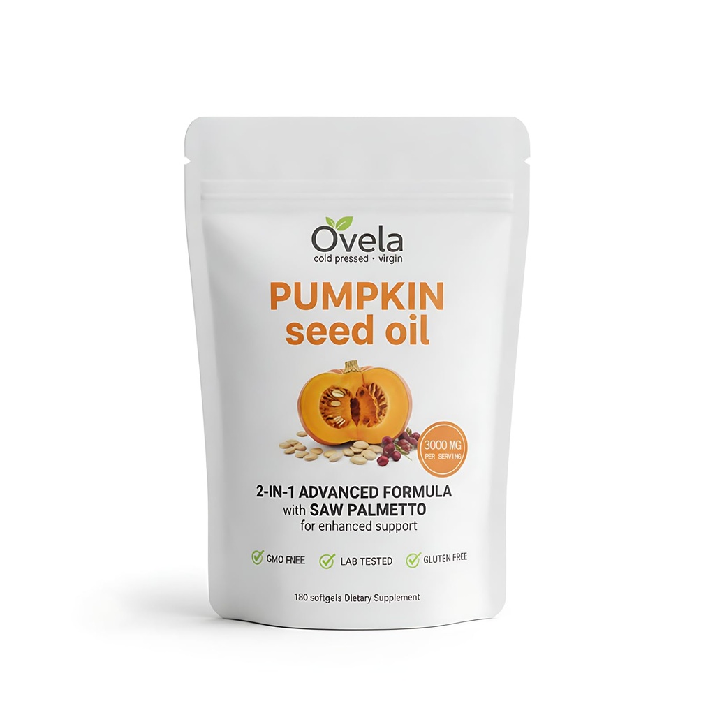 Pumpkin Seed Oil Capsules,Lenoria Pumpkin Seed and Saw Palmetto, Cold Pressed & Natural Supplement, Hair Growth, Skin Care - Non-GMO, Gluten - Free, 180 Softgels