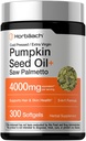Horbäach Pumpkin Seed Oil with Saw Palmetto 4000mg | 300 Softgel Capsules | Hair and Skin Support for Men and Women | Cold Pressed & Extra Virgin | 3 in 1 Formula with Biotin | Non-GMO, Gluten Free