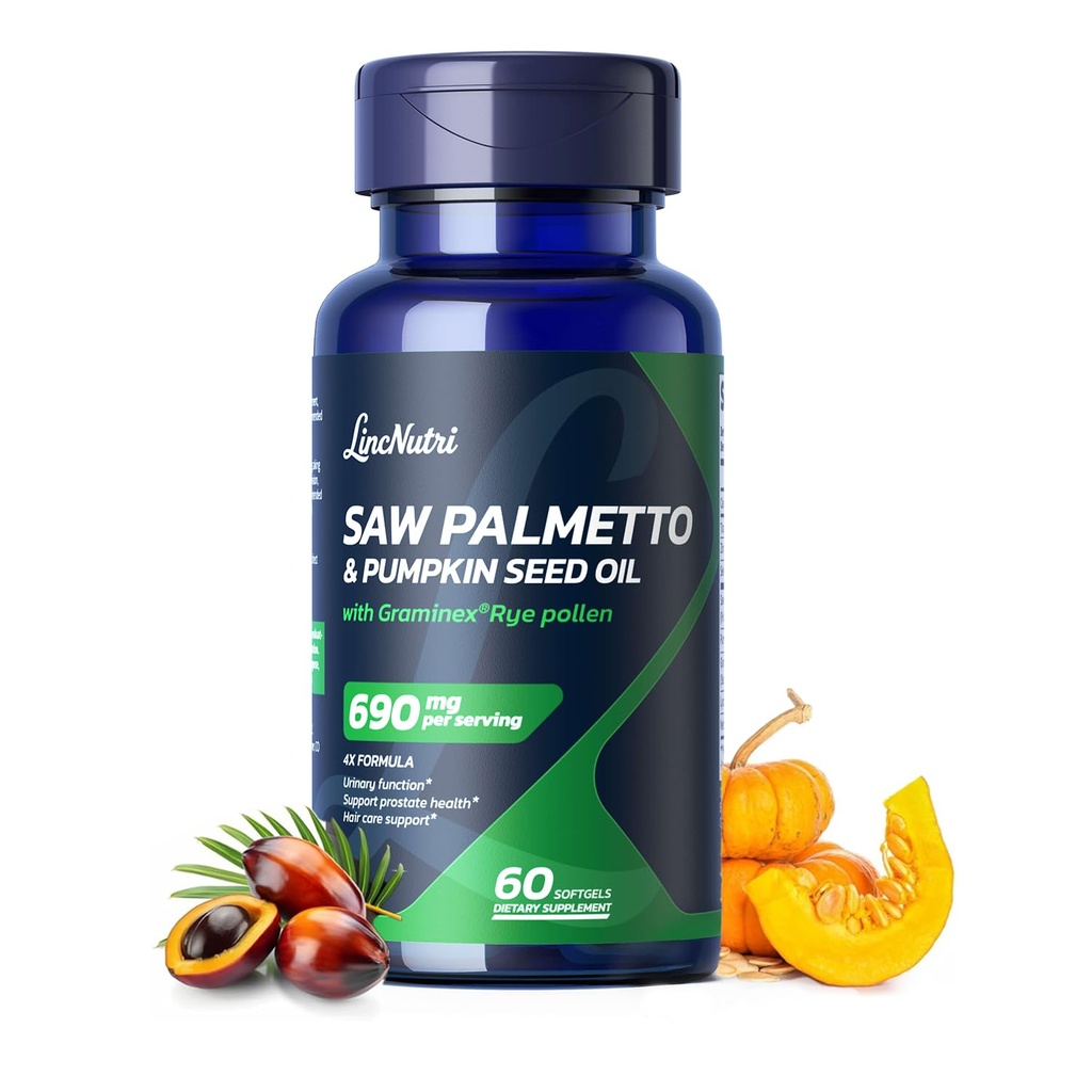 Saw Palmetto for Men Prostate Health Supplement, Medicinal Grade - Pumpkin Seed Oil - Graminex - Nettle Supports Urinary Function & Hair Loss Prevention, DHT Blocker