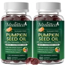 (2 Pack) Pumpkin Seed Oil with Saw Palmetto Gummies, Plus L-Theanine for Mood, Hair & Prostate Support* -Virgin Cold Pressed, Essential Fatty Acids & Phytosterols |Non-GMO| for Women & Men-60 Chews