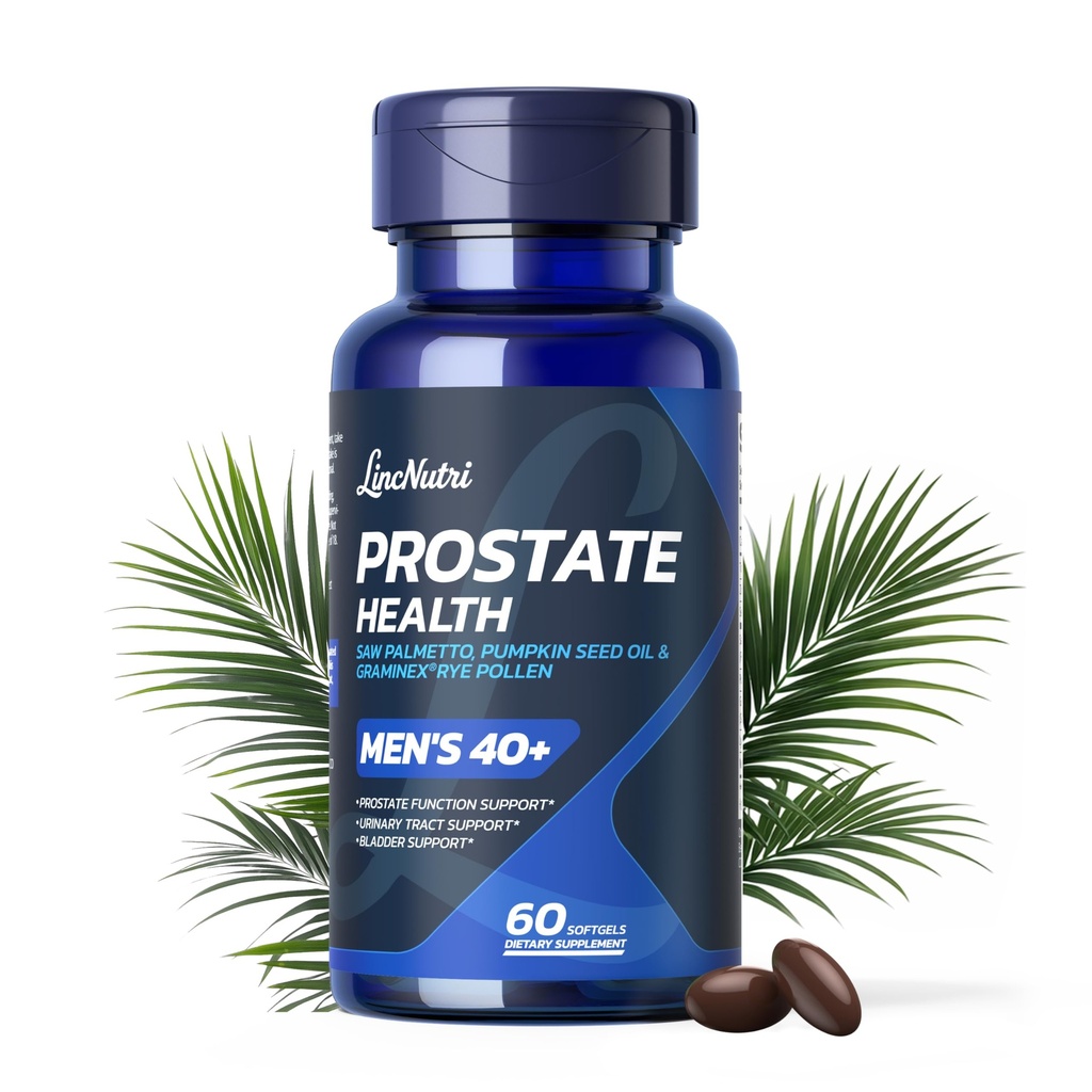 Prostate Health Supplements for Men 40+ – Pharmaceutical-Grade Saw Palmetto with Pumpkin Seed Oil & Graminex – DHT Blocker for Urinary Flow, Bladder Control & Hair – 60 Softgels