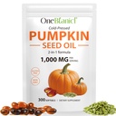 Pumpkin Seeds Oil Capsules 300PCS, 1000mg Cold-Press Pumpkin Seeds Oil, Support Healthy Hair, Urinary System Health, Essential Fatty Acids, 100% Additives Free, GMP Certified