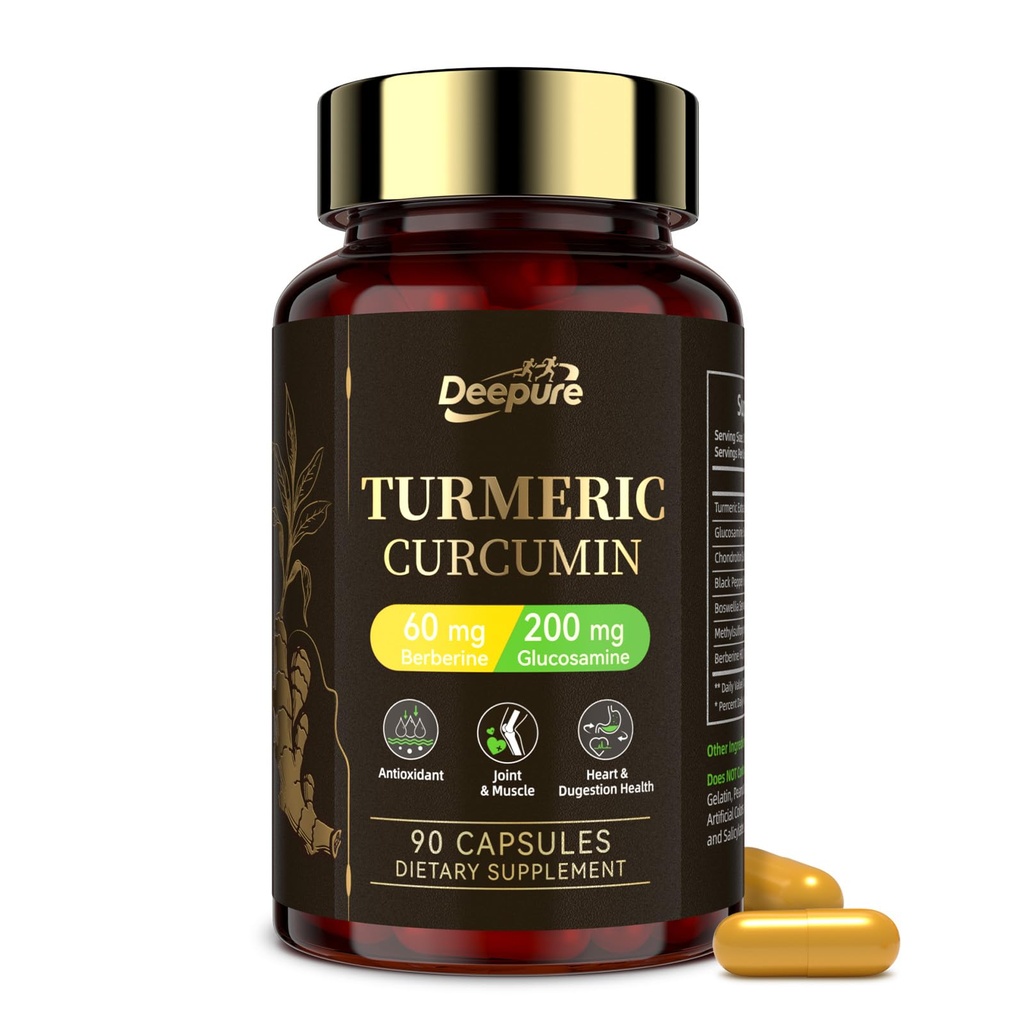 Turmeric Curcumin with Black Pepper: Organic Joint Supplement Capsules with 95% Curcuminoids Enhanced by Piperine for Women Supporting Daily Mobility Yoga Active Lifestyles
