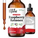 Wild & Organic Raspberry Ketones Liquid Drops - Vegan Raspberry Ketones Supplement for Overall Well-Being - 5-Month Supply - Non-GMO, No Alcohol & Sugar - 4 fl oz