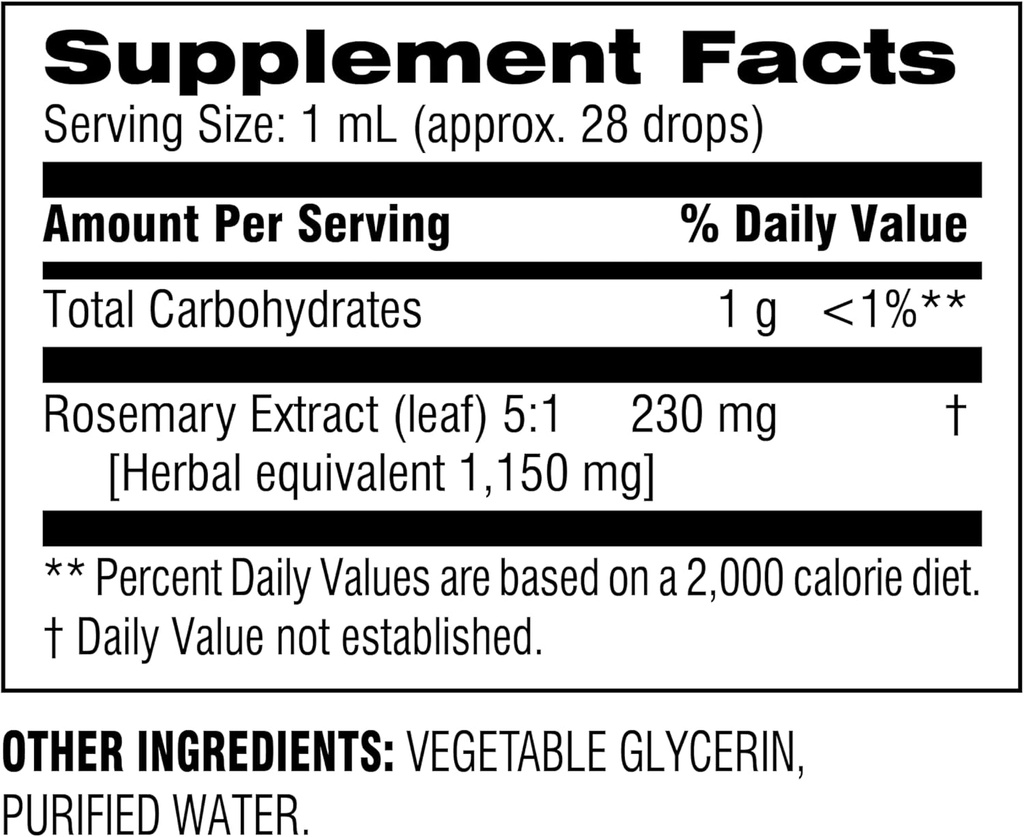 אפשרויות טכניות - Rosemary Leaf Liquid Extract - אלכוהול חינם, Gluten Free - Fast Acting Supplements - Easy to Use Dropper - 1 Fluid Ounce 2 Pack