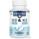 FREEDA Vitamin D3 with K2 Vitamin 10000 IU (250 mcg) + 200 mcg MK7 – High Potency VIT D3 K2 Supplement 10000IU for Bone & Joint Support – Supports Calcium Absorption – Made in USA (90 Tablets)