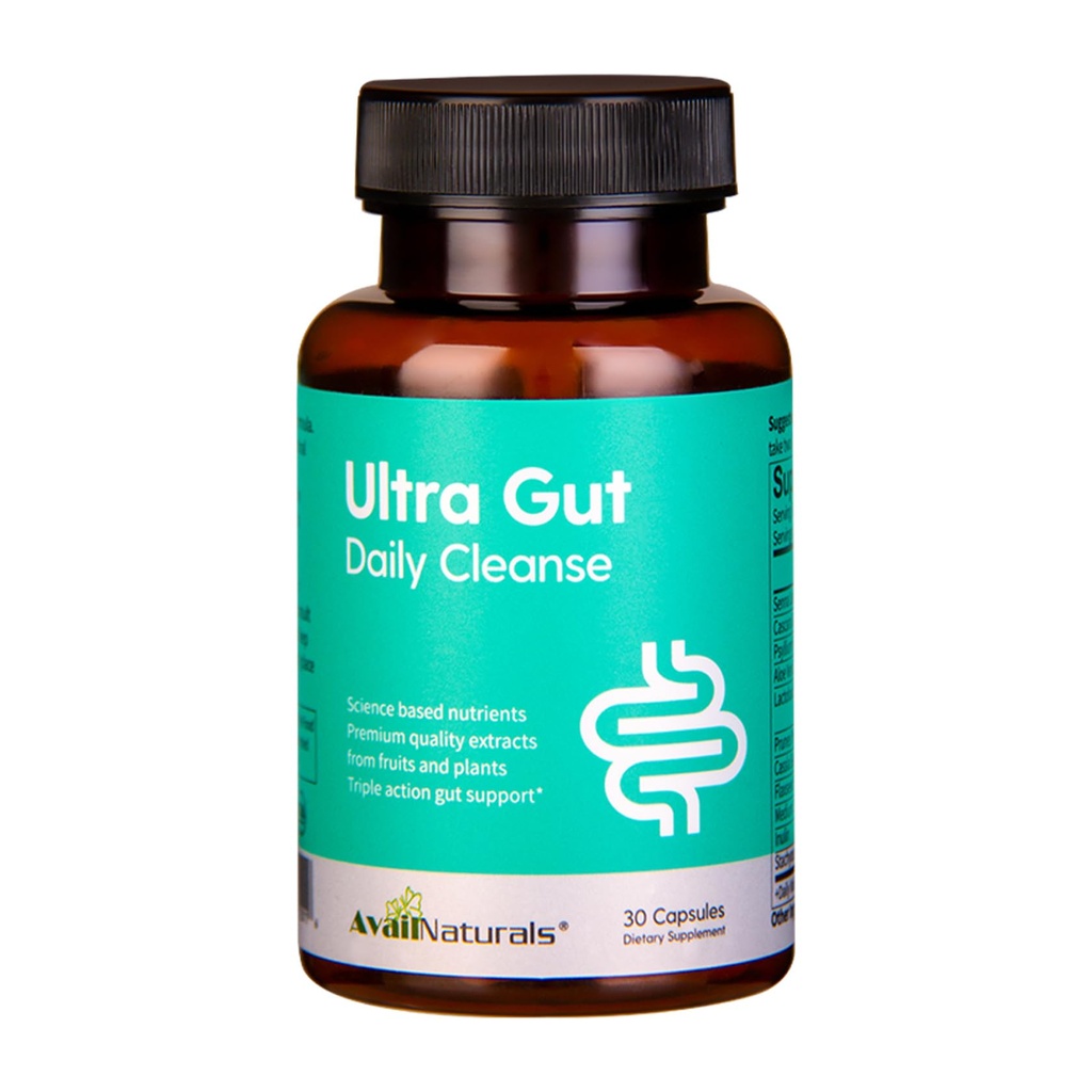 Ultra Gut Daily Cleanse - 15 Day Detox Cleanse with Cascara Sagrada, Senna Leaf, Psyllium Husk Dietary Fiber, 2.5B CFU Probiotics Gut Health Support, Non-GMO, 30 Capsules (1)