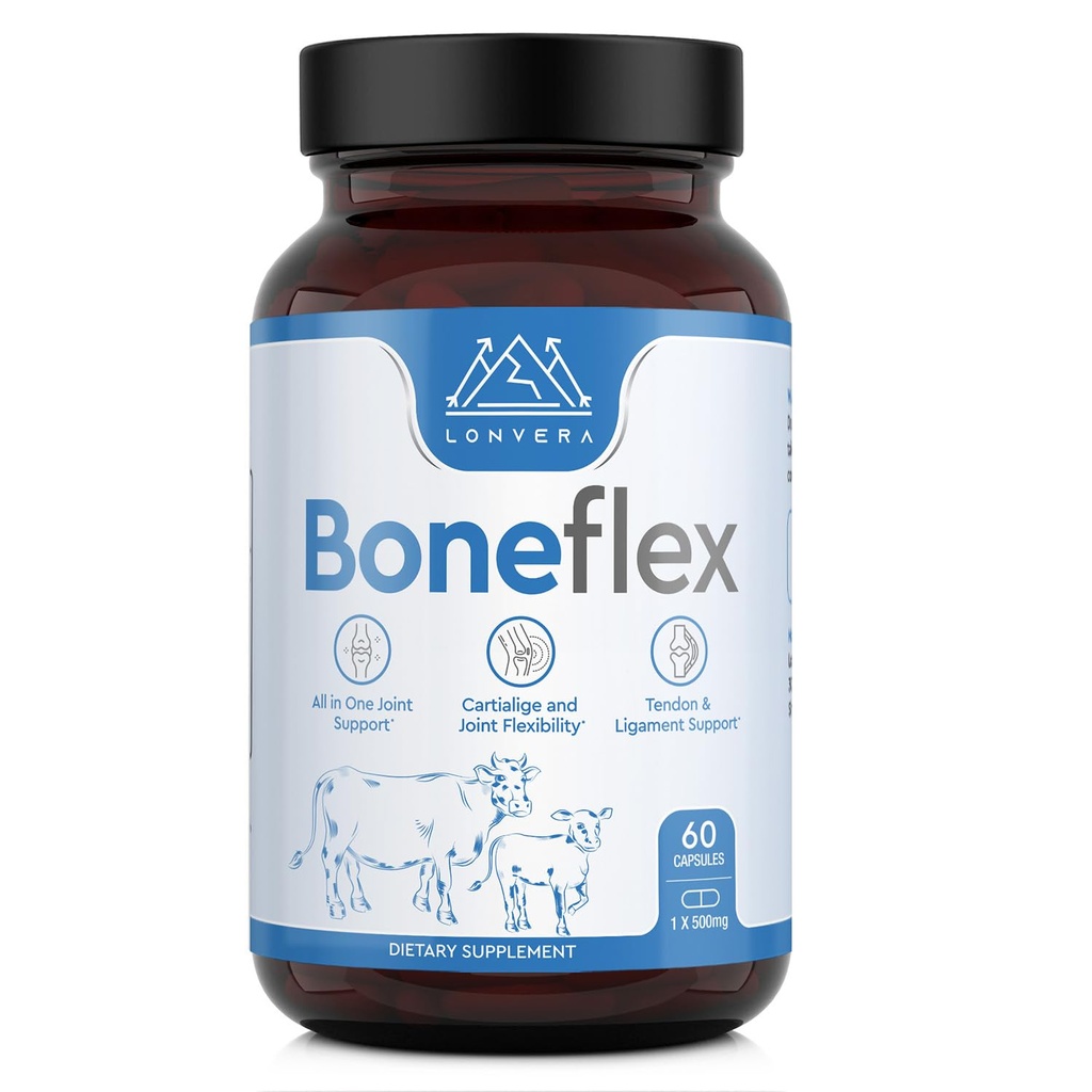 Lonvera Boneflex Glucosamine Chondroitin MSM Turmeric Joint Support Supplement with Grass Fed Bone Marrow and Collagen - Joint Supplements for Men and Women, 60 Capsules