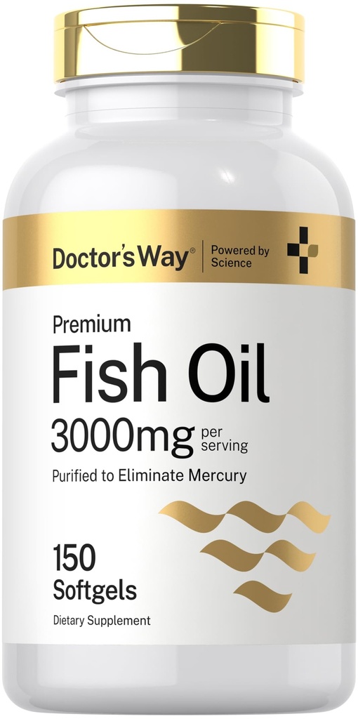 Doctor's Way Fish Oil 3000mg | 150 Softgels | Omega-3 with EPA and DHA | Non-GMO, Gluten Free Supplement