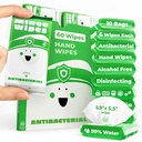 Impossibly Compact Travel Antibacterial Wipes Hand Sanitizer - 99.5% Water and Aloe - Safe for Sensitive Skin & Hypoallergenic Hand Wipes - Travel Essentials For Adults & Kids, 10 Pack Total 60 Wipe