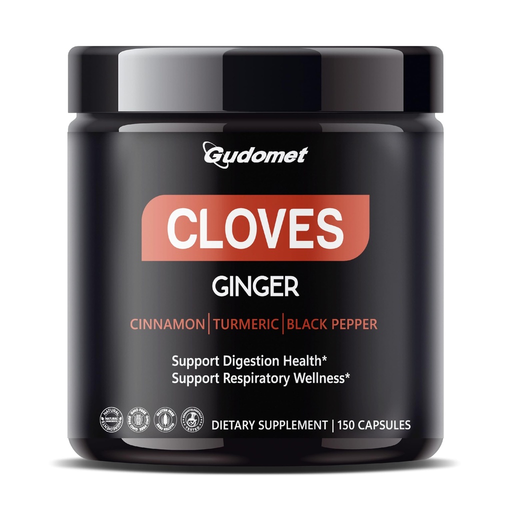 Cloves with Ginger, Cinnamon, Turmeric & Black Pepper – Supports Digestive Health & Respiratory Wellness -150 Capsules