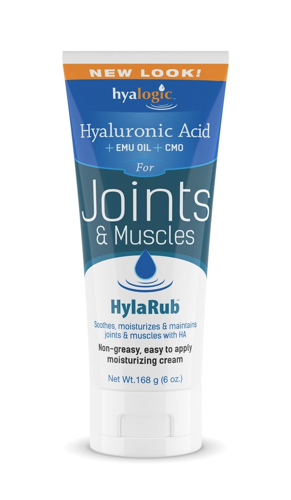 HylaRub HA Joint & Muscle Cream – Hyaluronic Acid Muscle Rub w/ Emu Oil & CMO – Non Greasy, Soothes, Moisturizes & Maintains Shoulders, Knees, Back, Hips & More 6 oz. by Hyalogic