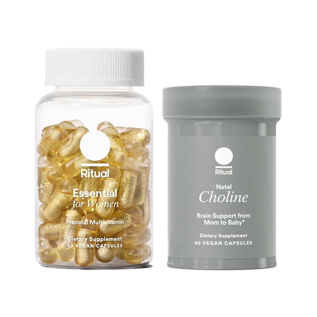 Ritual Mom-to-Baby Set with Prenatal Vitamins and Natal Choline Supplements, Supports Pregnancy, Baby's Cognitive Function, Fetal Brain Development, 30 Day Supply
