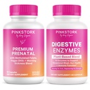 Pink Stork Prenatal Gut Health Bundle | Premium Prenatal Vitamin & Digestive Enzymes | Digestion, Morning Sickness, Bloating & Energy Support for Moms