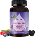 Natural Black Elderberry Gummies 150mg, Elderberry Fruit Extract dengan Vitamin C dan Zinc, Herbal ElderCraft £Gummies Daily Immune Dukungan untuk Anak-anak dan Dewasa, 60 Count