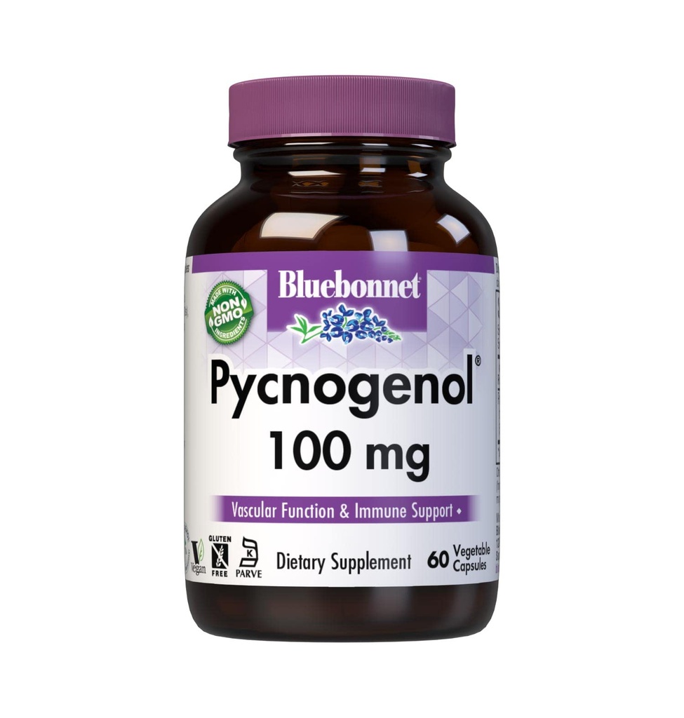 Bluebonnet Pycnogenol Vegetarian Capsules, 100 mg, 60 Count (743715008366)