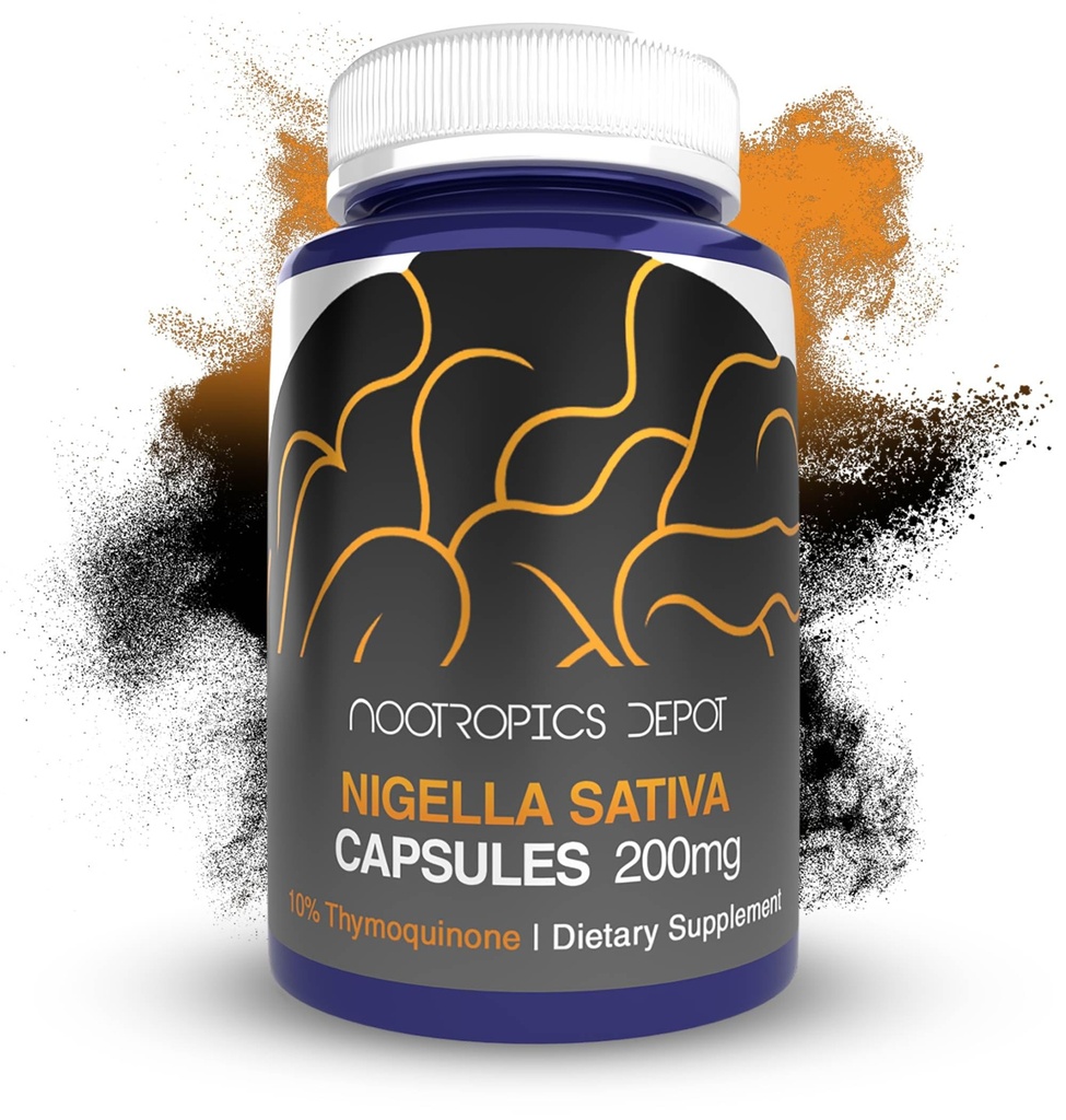 Nootropics Depot Nigella Sativa Extract Capsules | 200mg | 120 Count | Minimum 10% Thymoquinone Content | Black Seed Oil Extract | Supports Brain Health, Memory, Liver Health, and Immune Function