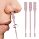 Nasal Hair Cutter, 2025 Double-Sided Nose Hairs Removal, Manual 360° Rotating Nostril Hair Removal Tool, Manual Nose Hairs Cutter, Nasal Hair Trimmer with Ear Picker for Women Men (Pink, 3PCS)