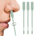 Nasal Hair Cutter, 2025 Double-Sided Nose Hairs Removal, Manual 360° Rotating Nostril Hair Removal Tool, Manual Nose Hairs Cutter, Nasal Hair Trimmer with Ear Picker for Women Men (Green, 3PCS)