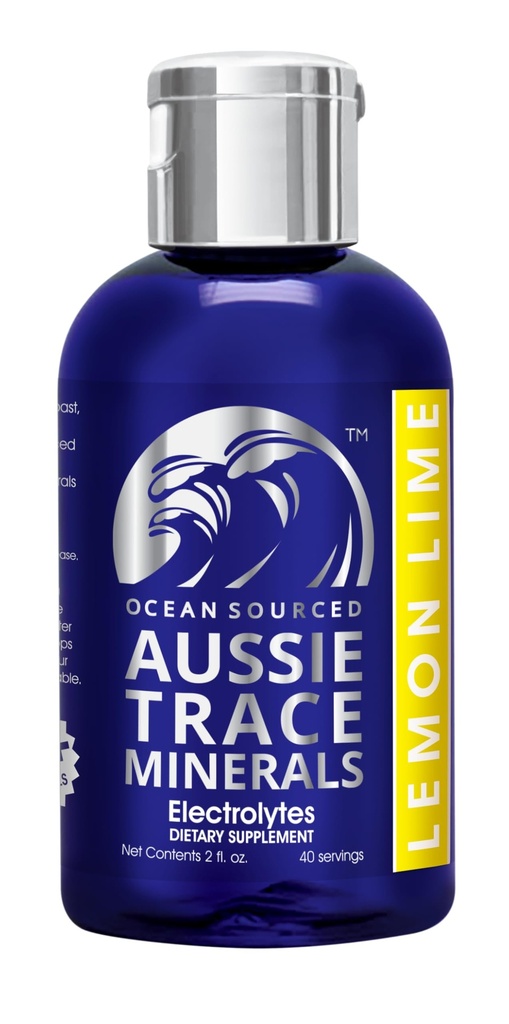 Aussie Trace Minerals - with Lemon Lime Organic Extracts | 2oz / 60mL | Electrolyte Hydration Drops | Magnesium Rich, Low Sodium