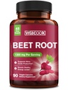 Beet Root Capsules, 1300mg Per Serving, Helps Support Nitric Oxide Production, Circulation and Heart Health, Vegan, No Gluten, 90 Capsules