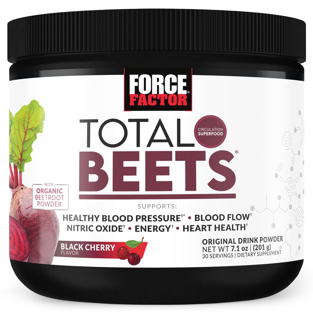 Force Factor Total Beets Delicious Superfood Powder with Nitrates to Support Healthy Blood Pressure, Circulation, Blood Flow, Nitric Oxide, Energy, Stamina & Cardiovascular Heart Health, 30 Servings