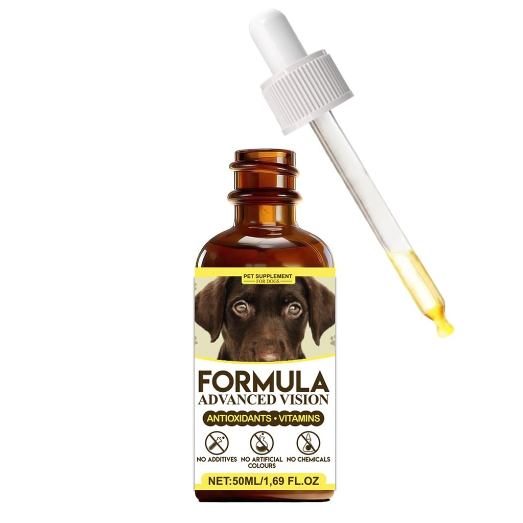 Aura Pets Advanced Vision Formula for Dogs, Bilberry Extract + Lutein + Zeaxanthin, Supports Clear Vision & Helps Support Eye Clarity in Dogs with Cloudy-Looking Eyes, 50ml (1.69 fl oz)
