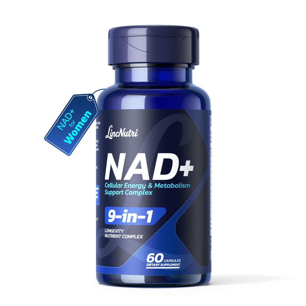 NAD+ Supplements for Women NMN+NR Super Absorption, with BioPerine - Resveratrol - TMG - Green Tea - CoQ10 - Quercetin - PQQ, Deep Antioxidant Helps Promote Healthy Aging, 60 Capsules