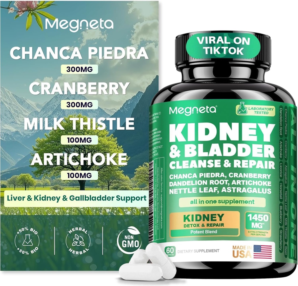 3-in-1 Kidney Liver Bladder Cleanse Detox & Repair, Advanced Health Support Supplement with Chanca Piedra, Cranberry, Milk Thistle, Dandelion & Astragalus - Supports Liver, Kidney & Urinary Health